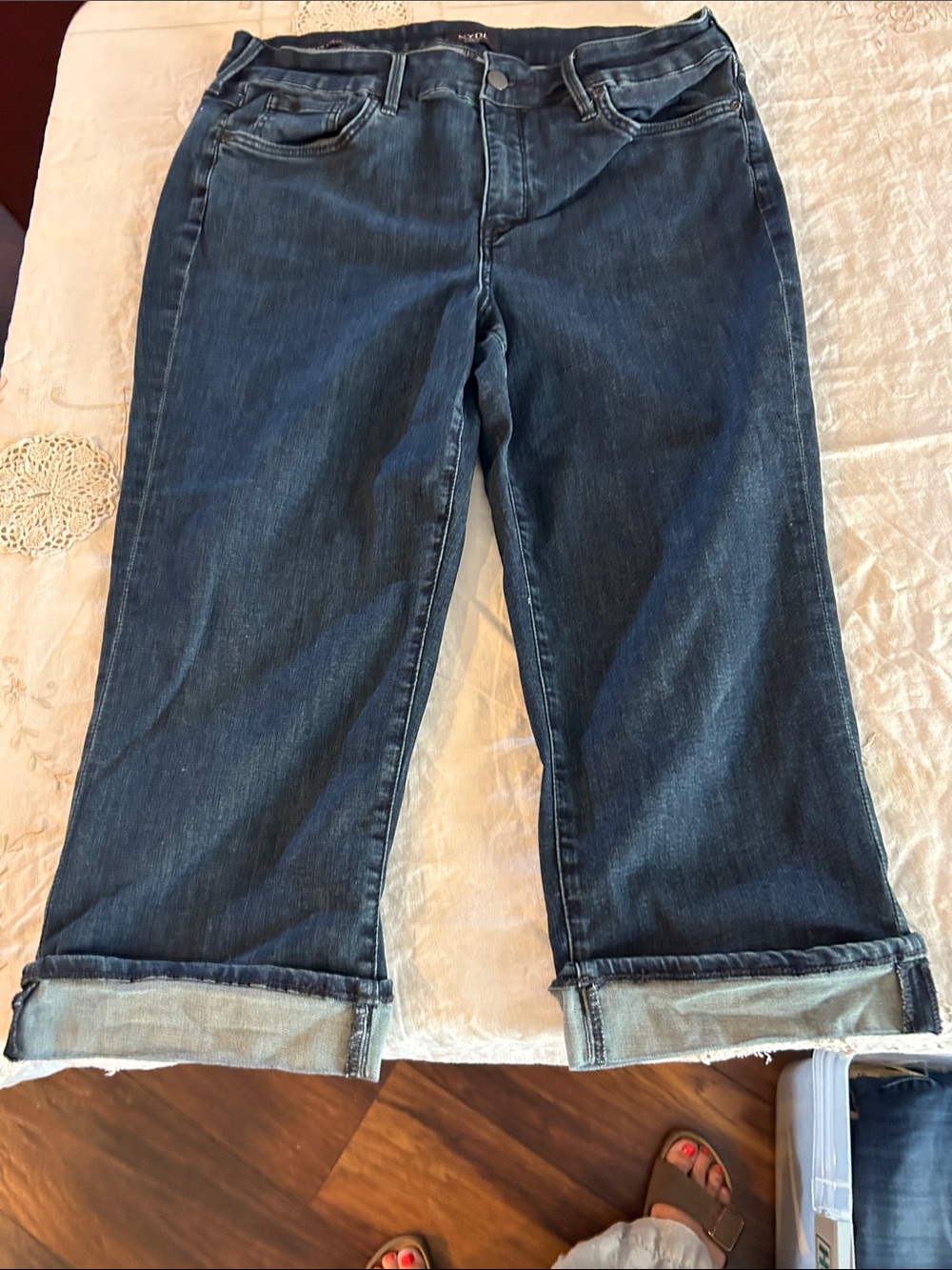 NYDJ Women's Boyfriend Jeans in Dark Blue Marilyn straight sz 12